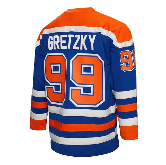 E.Oilers #99 Wayne Gretzky Blue Line Player Game Jersey - Royal American Hockey Jerseys