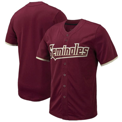 F.State Seminoles Player Replica Full-Button Baseball Jerseys - Garnet American College Jerseys