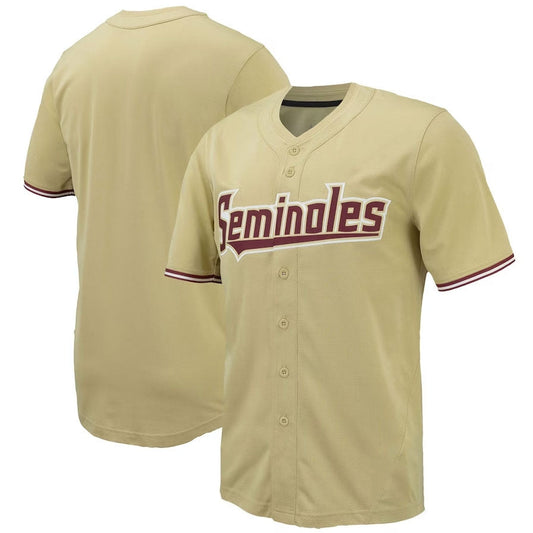 F.State Seminoles Player Replica Full-Button Baseball Jerseys - Gold American College Jerseys