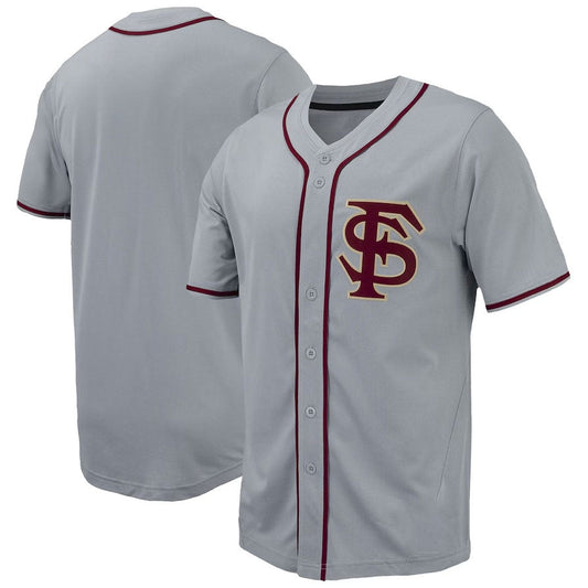 F.State Seminoles Player Replica Full-Button Baseball Jerseys - Gray American College Jerseys