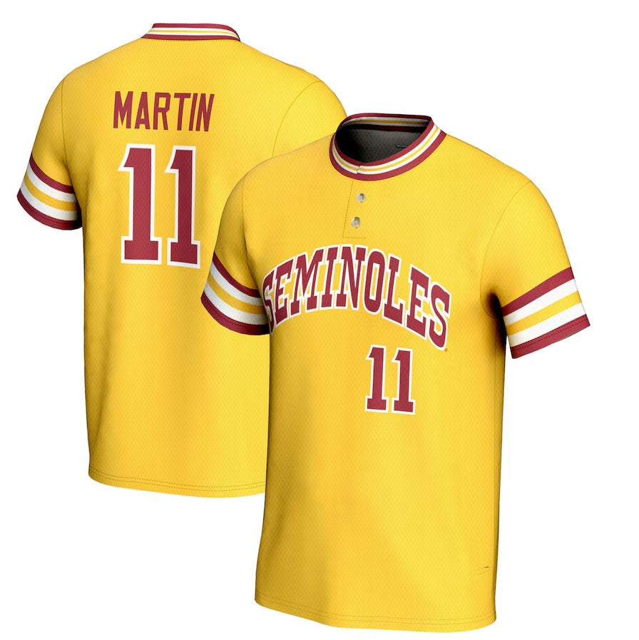 F.State Seminoles #11 Mike Martin Player Unisex Lightweight Baseball Jerseys - Gold American College Jerseys