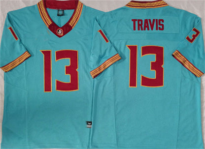 F.State Seminoles #13 Jordan Travis Player Teal Player Game Jersey Stitched College Jerseys