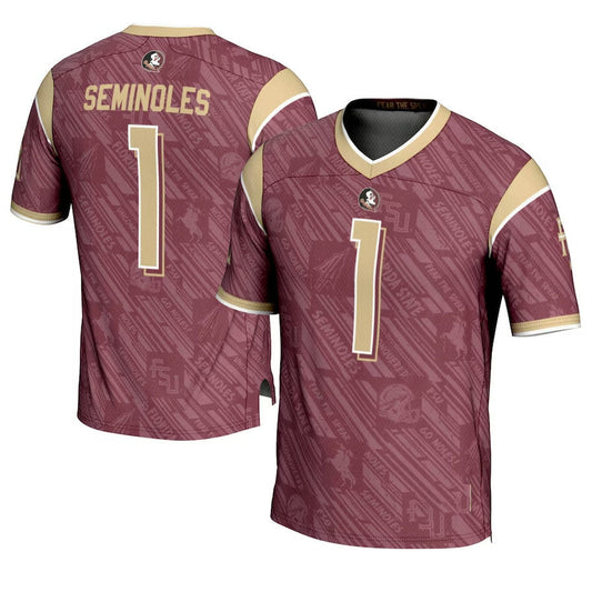 F.State Seminoles #1 Player Garnet Highlight Print Football Fashion Jersey American College Jerseys