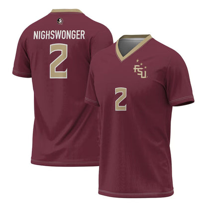 F.State Seminoles #2 Jenna Nighswonger Player Soccer Fashion Jersey - Garnet American College Jerseys