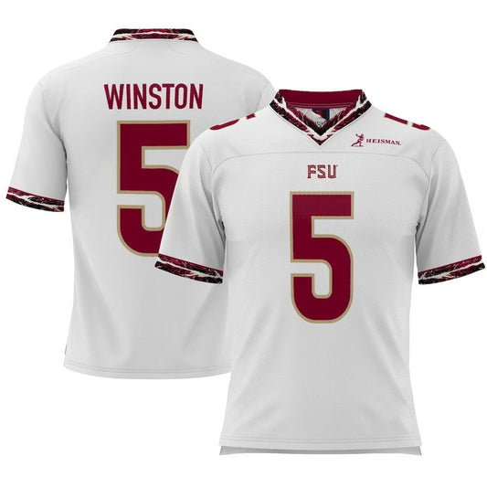 F.State Seminoles #5 Jameis Winston Player Heisman Football Jerseys – White American College Jerseys