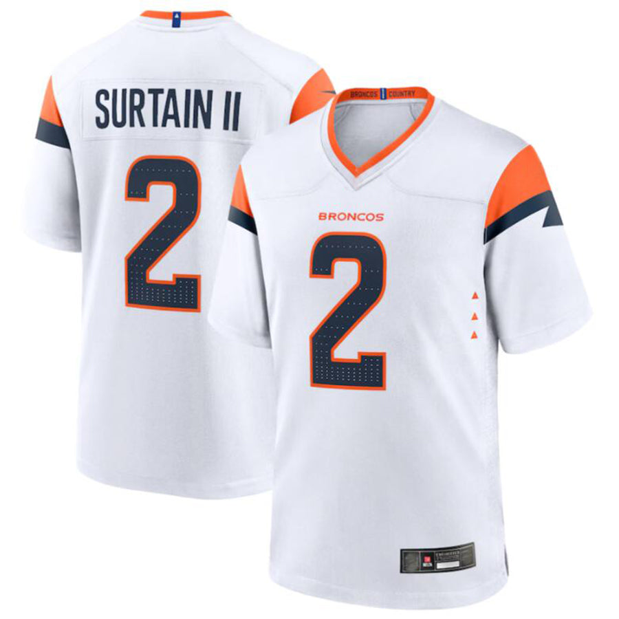 D.Broncos #2 Patrick Surtain II Player White Game Jersey Stitched American Football Jerseys