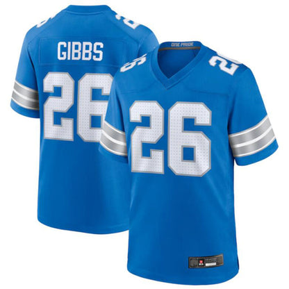 D.Lions #26 Jahmyr Gibbs Player Blue Game Football Jerseys