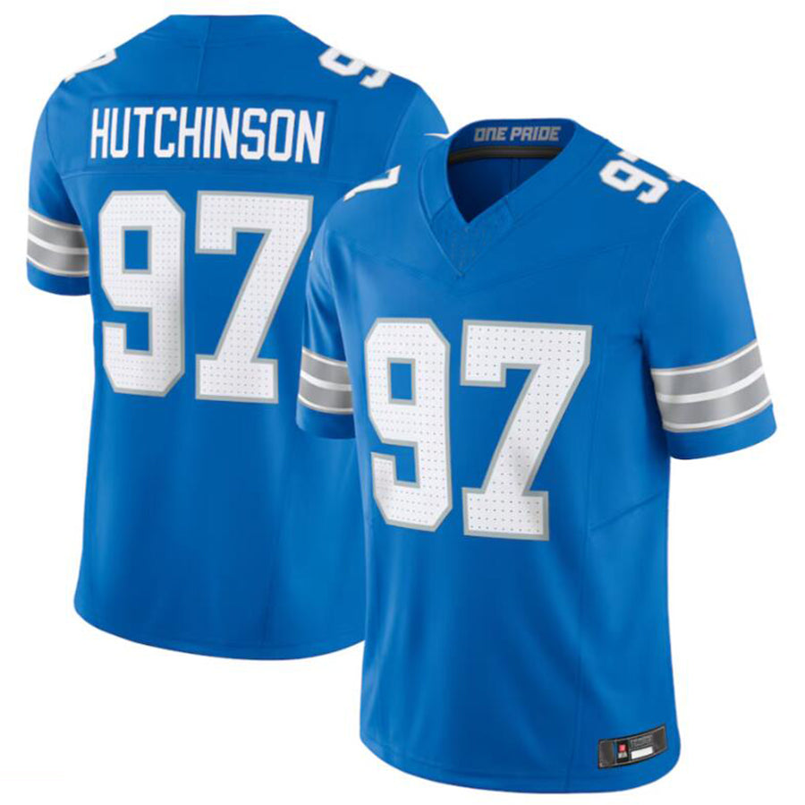 D.Lions #97 Aidan Hutchinson Player Blue Vapor F.U.S.E. Limited Stitched Football Jerseys