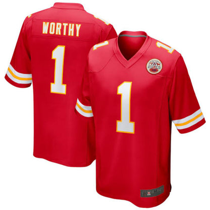 #1 Xavier Worthy Player KC.Chiefs Red Game Football Jerseys