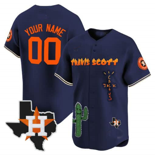 Custom H.Astros Cactus Jack Patch Vapor Premier Limited – All Stitched Baseball Jerseys