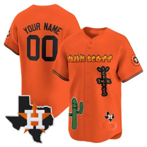 Custom H.Astros Cactus Jack Patch Vapor Premier Limited – All Stitched Baseball Jerseys