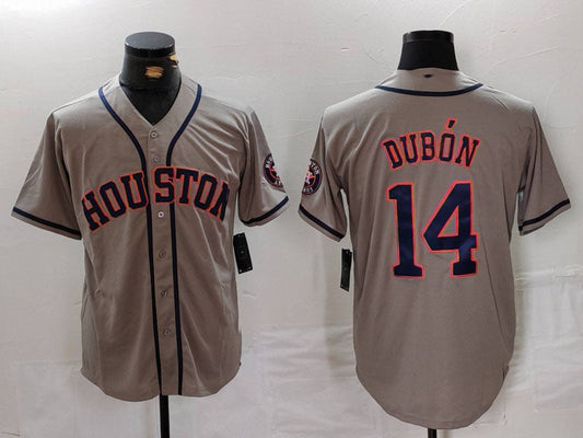 H.Astros #14 Mauricio Dubon Player Grey With Patch Cool Base Stitched Baseball Jerseys