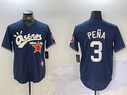 H.Astros #3 Jeremy Pena Player Black Cactus Jack Vapor Premier Stitched Baseball Jersey