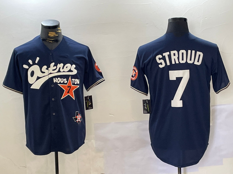 H.Astros #7 CJ Stroud Player Navy Cactus Jack Vapor Premier Stitched Baseball Jerseys