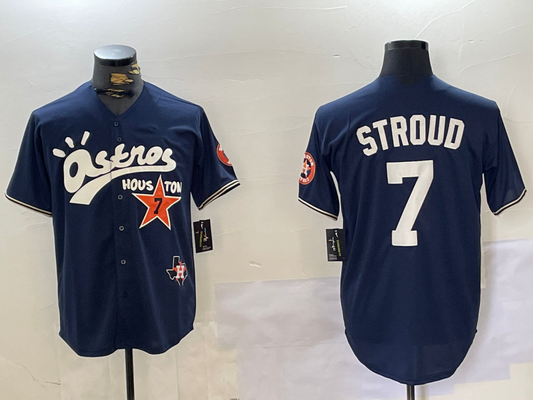 H.Astros #7 CJ Stroud Player Navy Cactus Jack Vapor Premier Stitched Baseball Jerseys