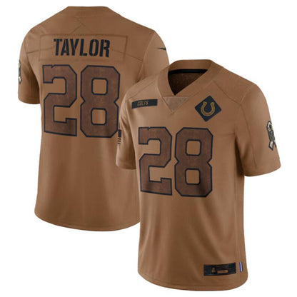 IN.Colts #28 Jonathan Taylor Player Brown Salute To Service Limited Football Jerseys