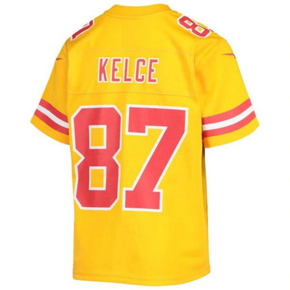 KC.Chiefs #87 Travis Kelce Player Gold Inverted Team Game Jersey Stitched American Football Jerseys