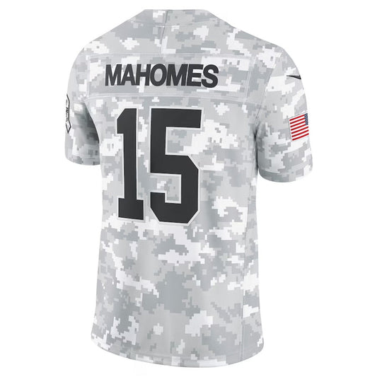 KC.Chiefs #15 Patrick Mahomes Player Arctic Camo Salute to Service Limited Stitched American Football Jerseys