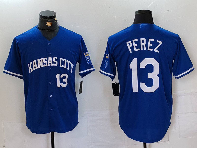 KC.Royals #13 Salvador Perez Player Royal Cool Base Stitched Baseball Jerseys