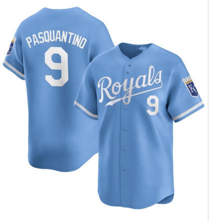 KC.Royals #9 Vinnie Pasquantino Player Light Blue Alternate Limited Stitched Baseball Jersey