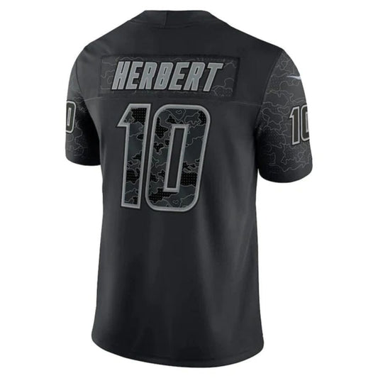 #10 Justin Herbert Player LA.Chargers Black RFLCTV Limited Football Jerseys