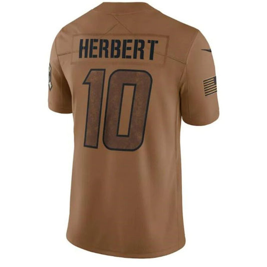 #10 Justin Herbert Player LA.Chargers Brown Salute To Service Limited Football Jerseys