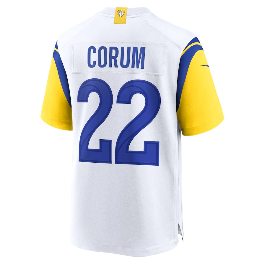 LA.Rams #22 Blake Corum Player White Game Stitched American Football Jerseys