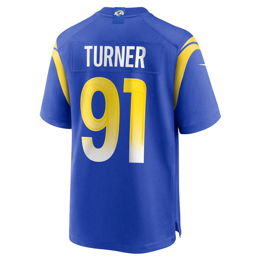 LA.Rams #91 Kobie Turner Player Royal Game Stitched American Football Jerseys