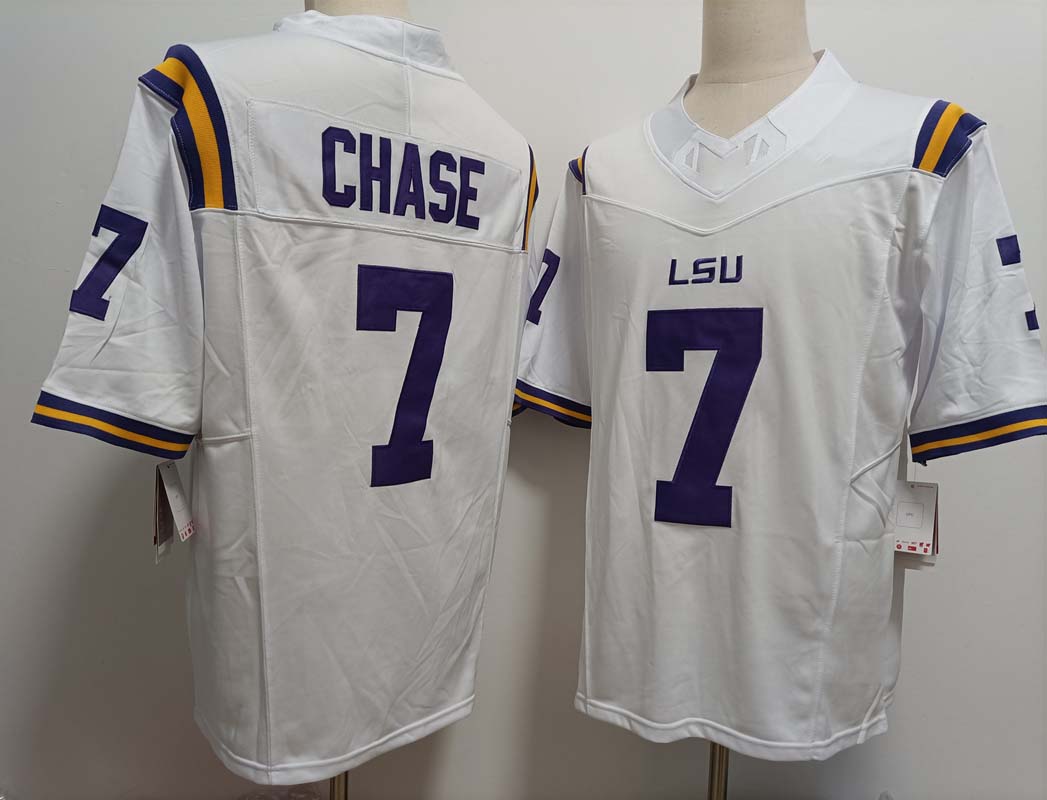 L.Tigers #7 JaMarr Chase Player White Game Jersey Stitched American College Jerseys