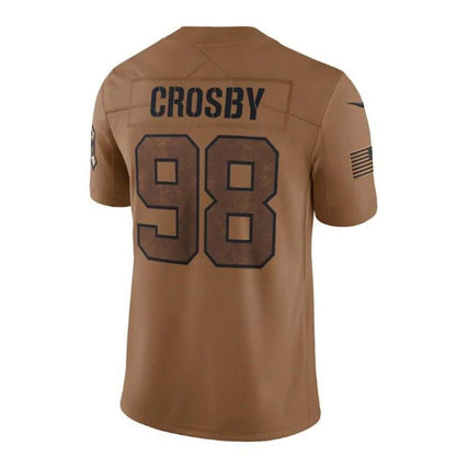 #98 Maxx Crosby Player LV.Raiders Brown Salute To Service Limited Football Jerseys