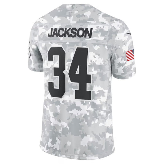 LV.Raiders #34 Bo Jackson Player Arctic Camo Salute to Service Retired Player Limited Stitched American Football Jerseys