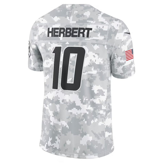 LA.Chargers #10 Justin Herbert Player Arctic Camo Salute to Service Limited Stitched American Football Jerseys