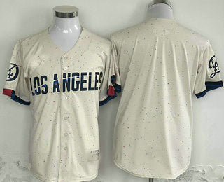 LA.Dodgers Blank Cream Player City Connect Limited Stitched Baseball Jerseys