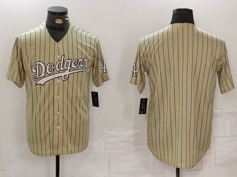 LA.Dodgers Blank Player Jersey Cream Pinstripe Stitched Cool Base Baseball Jerseys