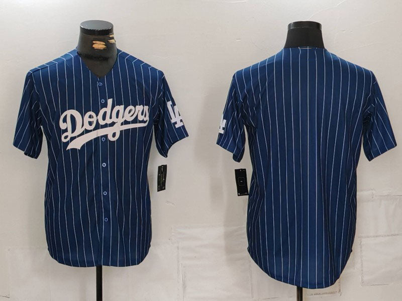 LA.Dodgers Blank Navy Player Jersey Pinstripe Stitched Cool Base Baseball Jerseys