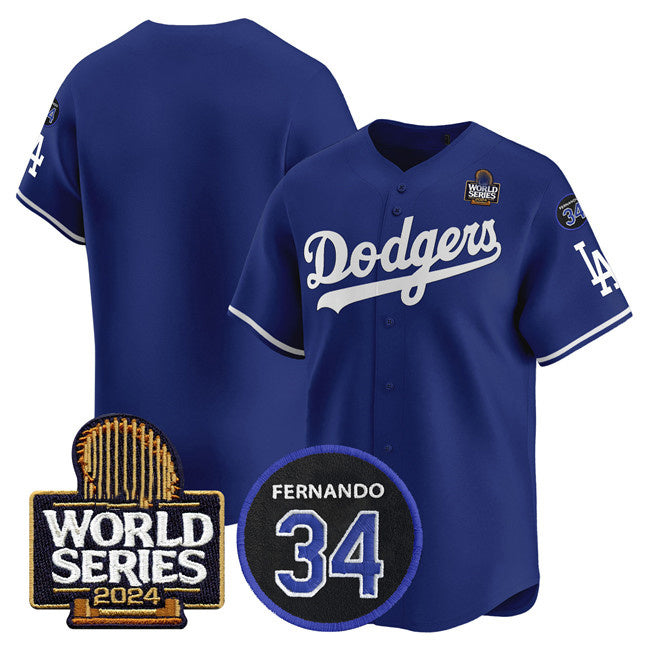 LA.Dodgers Blank Royal World Series With Fernando Memorial Patch Limited Stitched Baseball Jerseys Player Jersey