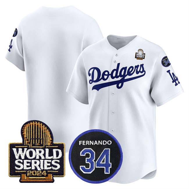 LA.Dodgers Blank Player White World Series With Fernando Memorial Patch Limited Stitched Baseball Jerseys