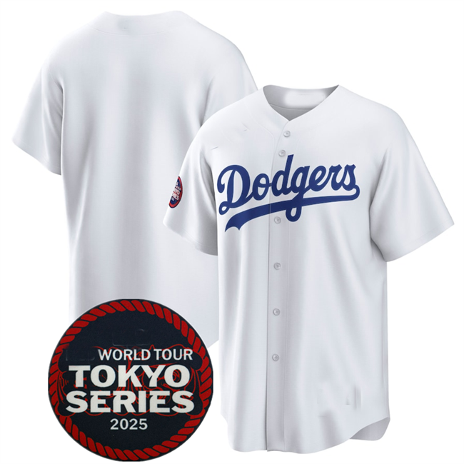 LA.Dodgers Blank Player White 2025 World Tour Tokyo Series Home Stitched Baseball Jerseys