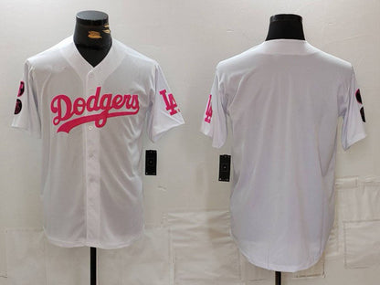 LA.Dodgers Blank Player Jersey Team Big Logo White Pink Vin & Kobe Patch Stitched Baseball Jerseys