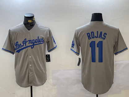 LA.Dodgers #11 Miguel Rojas Player Gray Game Jersey Cool Base Stitched Baseball Jerseys