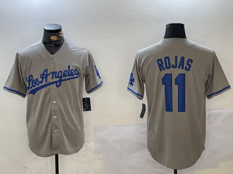 LA.Dodgers #11 Miguel Rojas Grey Player Game Jersey Cool Base Stitched Baseball Jerseys