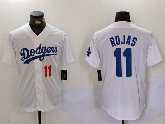 LA.Dodgers #11 Miguel Rojas Player White Jersey Cool Base Stitched Baseball Jerseys