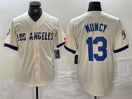 LA.Dodgers #13 Max Muncy Player Cream Stitched Baseball Jerseys