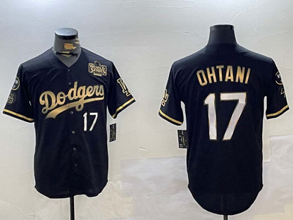 LA.Dodgers #17 Shohei Ohtani Player Black Gold Cool Base Stitched Baseball Jerseys