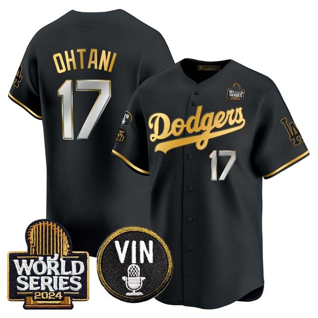 LA.Dodgers #17 Shohei Ohtani Player Black Gold Limited Stitched Baseball Jerseys