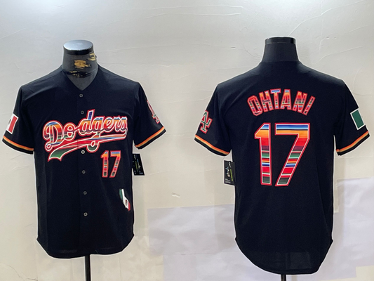 LA.Dodgers #17 Shohei Ohtani Player Black Rainbow Mexico Cool Base Stitched Baseball Jerseys