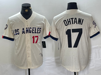 LA.Dodgers #17 Shohei Ohtani Cream Limited Stitched Baseball Jerseys Player Jersey