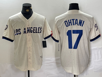 LA.Dodgers #17 Shohei Ohtani Cream Player Game Jersey Limited Stitched Baseball Jerseys