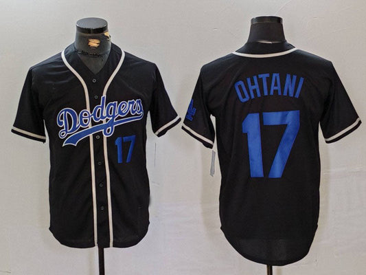 LA.Dodgers #17 Shohei Ohtani Black Cool Base With Patch Stitched Baseball Jerseys Player Jersey