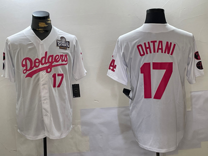 LA.Dodgers #17 Shohei Ohtani Player White Pink Limited Cool Base Stitched Baseball Jerseyss